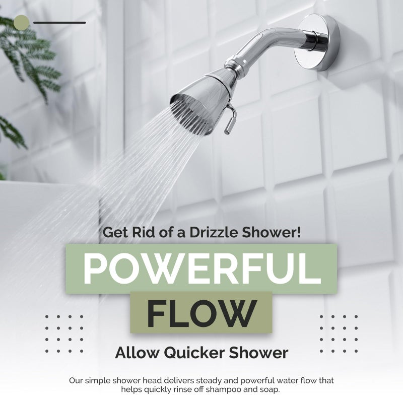 Angle Simple High Flow Shower Head, Brass Swivel Joint Adjustable Shower Sprayer, G 1/2, Chrome - Image 3